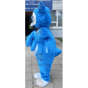 BIGGYMONKEY™ Mascot Costume Giant Blue Owl With Big Blue Eyes –
