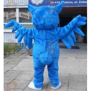 BIGGYMONKEY™ Mascot Costume Giant Blue Owl With Big Blue Eyes -