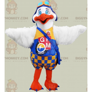 Costume de mascotte BIGGYMONKEY™ de goéland d'oiseau blanc et