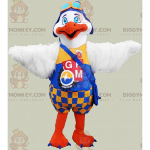 Λευκό και πορτοκαλί Bird Gull στολή μασκότ BIGGYMONKEY™ -