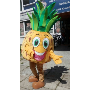 BIGGYMONKEY™ costume da mascotte di ananas gigante giallo e