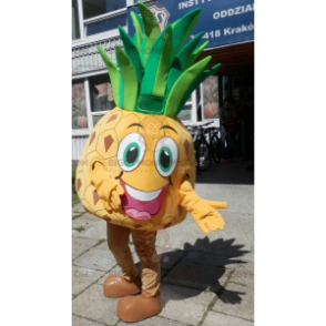 BIGGYMONKEY™ costume da mascotte di ananas gigante giallo e