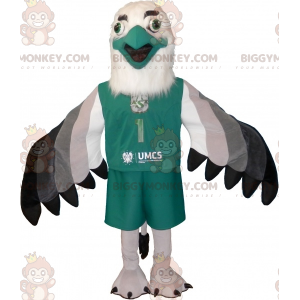 Costume de mascotte BIGGYMONKEY™ de vautour gris blanc et noir