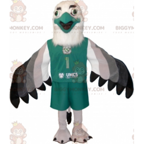 BIGGYMONKEY™ Costume da mascotte Avvoltoio grigio bianco e nero