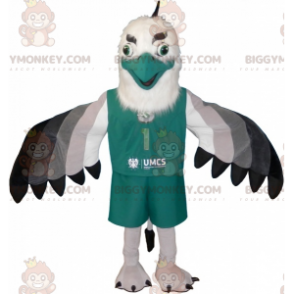 BIGGYMONKEY™ Costume da mascotte Avvoltoio grigio bianco e nero