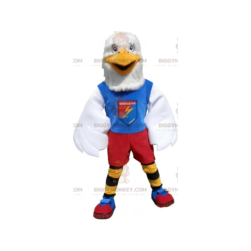 White Eagle BIGGYMONKEY™ Mascot Costume In Colorful Sportswear