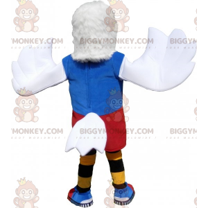 Disfraz de mascota White Eagle BIGGYMONKEY™ en colorida ropa