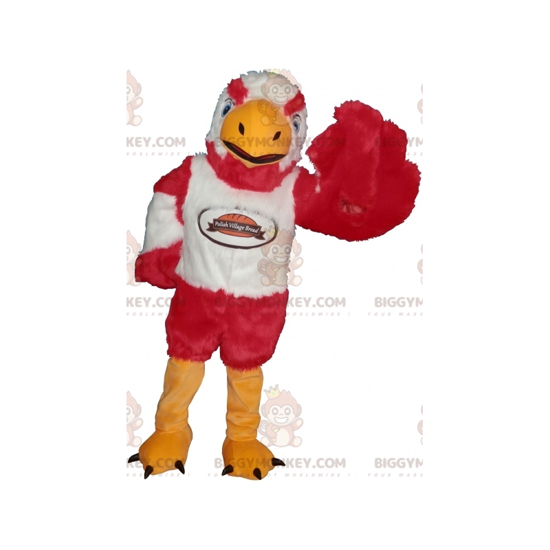 Costume mascotte BIGGYMONKEY™ Bird Eagle Vulture bianco e rosso