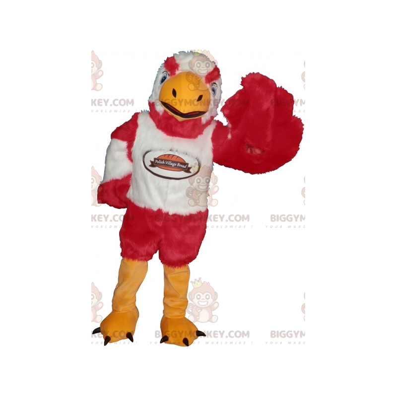 Traje de mascote BIGGYMONKEY™ de abutre-águia branco e vermelho