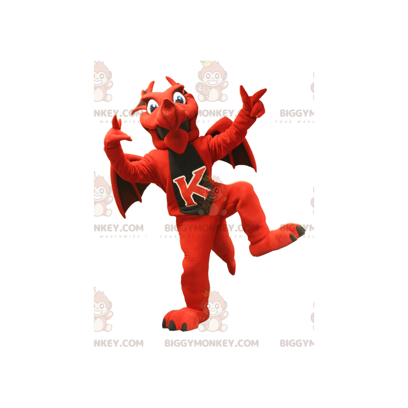 Costume de mascotte BIGGYMONKEY™ de dragon rouge et noir -