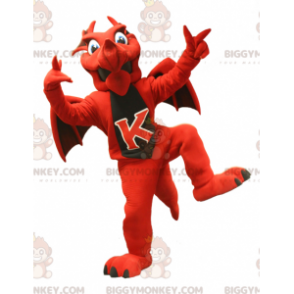 Costume da mascotte drago rosso e nero BIGGYMONKEY™ -