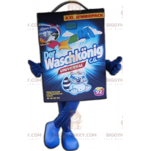 Costume de mascotte BIGGYMONKEY™ de lessive de carton bleu de