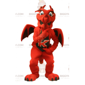 Costume da mascotte drago rosso e nero BIGGYMONKEY™ -