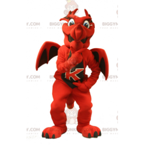 Costume de mascotte BIGGYMONKEY™ de dragon rouge et noir -