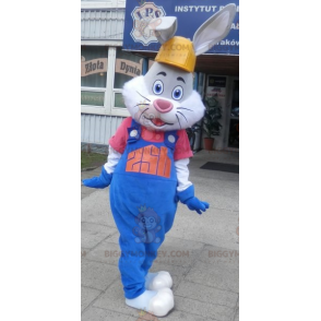 Costume de mascotte BIGGYMONKEY™ de lapin gris et blanc avec