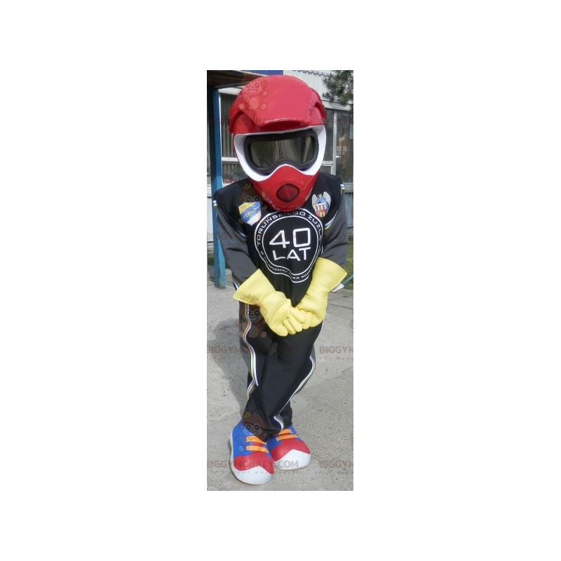 Biker Biker BIGGYMONKEY™ mascottekostuum met jumpsuit en helm -