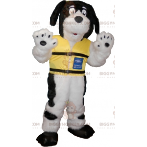 BIGGYMONKEY™ Mascot Costume Black and White Hairy Dog with