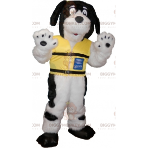 BIGGYMONKEY™ maskottiasu Mustavalkoinen karvainen koira, jossa