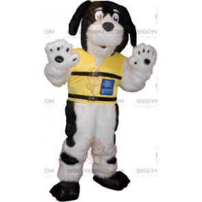 Fantasia de mascote BIGGYMONKEY™ cão peludo preto e branco com