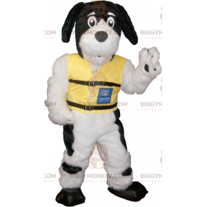 Costume de mascotte BIGGYMONKEY™ de chien poilu noir et blanc