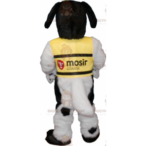 BIGGYMONKEY™ Mascottekostuum Zwart-witte harige hond met geel