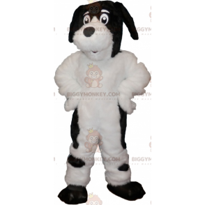 Cute Furry White and Black Dog BIGGYMONKEY™ Mascot Costume –