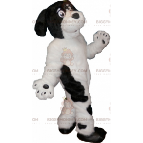 Costume de mascotte BIGGYMONKEY™ de chien blanc et noir poilu