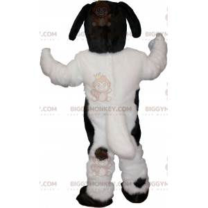 Cute Furry White and Black Dog BIGGYMONKEY™ Mascot Costume -