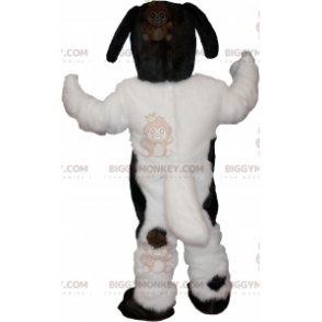 Söt lurvig vit och svart hund BIGGYMONKEY™ maskotdräkt -