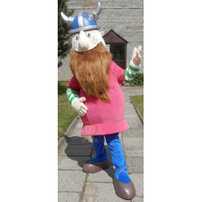 Bärtiger Wikinger BIGGYMONKEY™ Maskottchenkostüm in Pink -