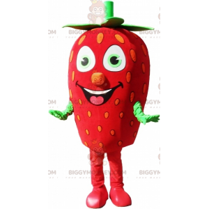 Giant Strawberry BIGGYMONKEY™ Mascot Costume. Red and Green