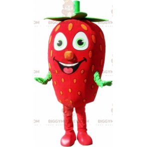 Giant Strawberry BIGGYMONKEY™ maskottiasu. Punainen ja vihreä