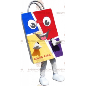 Colorful paper bag BIGGYMONKEY™ mascot costume. Shopping bag –