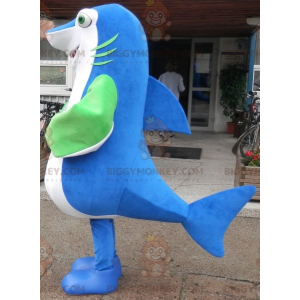 Kæmpe og imponerende blå hvid og grøn haj BIGGYMONKEY™