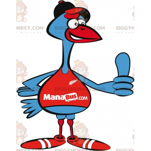 Blue Bird BIGGYMONKEY™ Mascot Costume In Sportswear. Stork