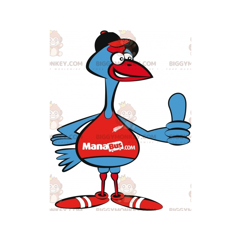 Costume de mascotte BIGGYMONKEY™ d'oiseau bleu en tenue de