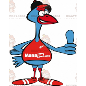 Blue Bird BIGGYMONKEY™ Mascot Costume In Sportswear. Stork