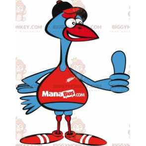 Costume de mascotte BIGGYMONKEY™ d'oiseau bleu en tenue de