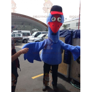 Kæmpe blå og rød fugl BIGGYMONKEY™ maskotkostume. Struds