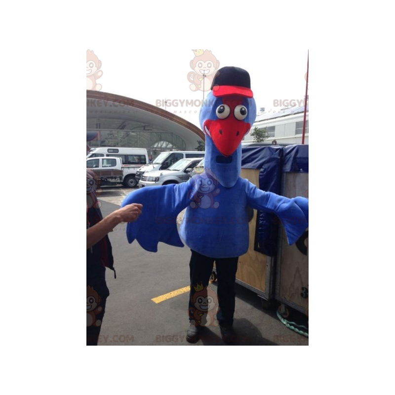 Giant Blue and Red Bird BIGGYMONKEY™ maskotdräkt. Struts