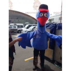 Costume da mascotte gigante blu e uccello rosso BIGGYMONKEY™.
