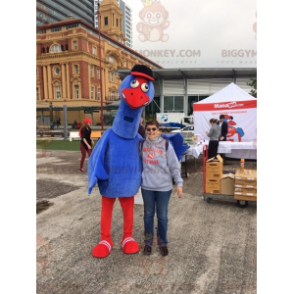 Giant Blue and Red Bird BIGGYMONKEY™ Mascot Costume. Ostrich