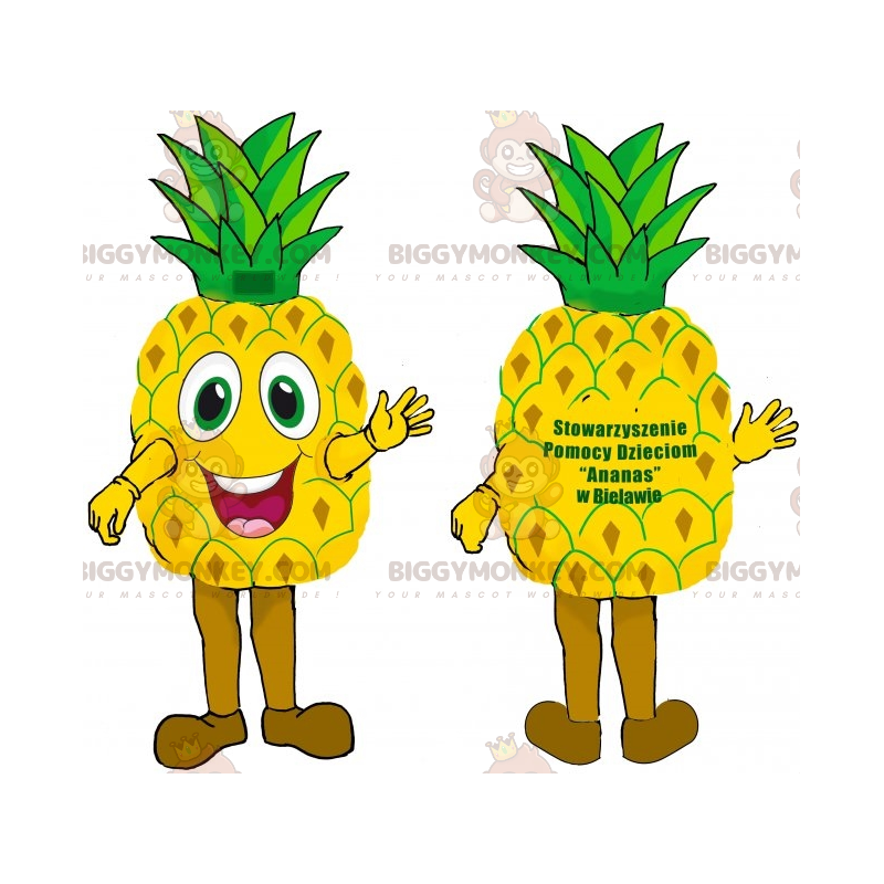 Costume da mascotte BIGGYMONKEY™ gigante giallo e verde ananas