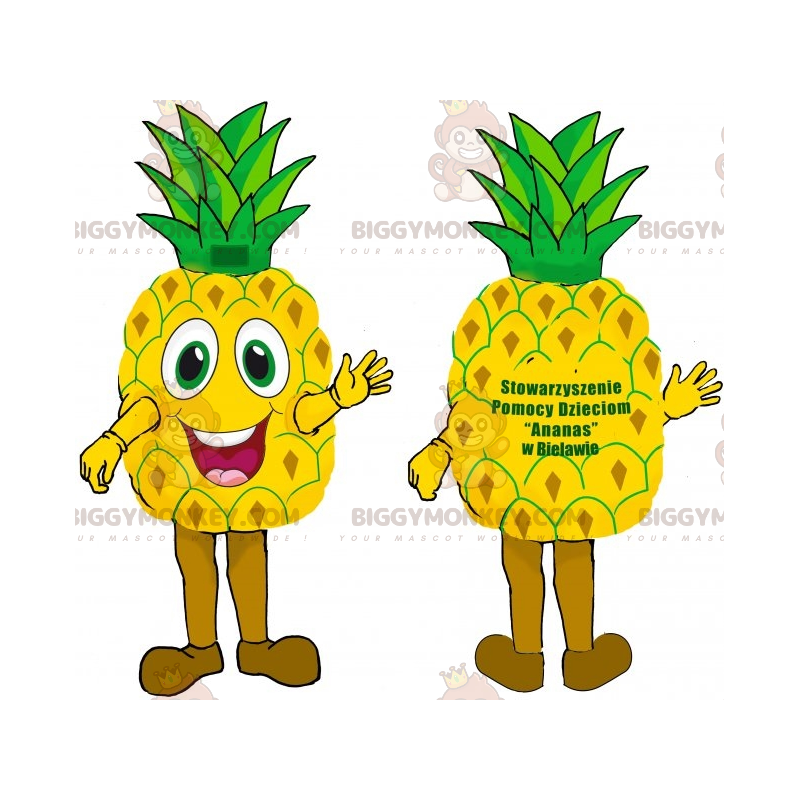 Very smiling giant yellow and green pineapple BIGGYMONKEY™
