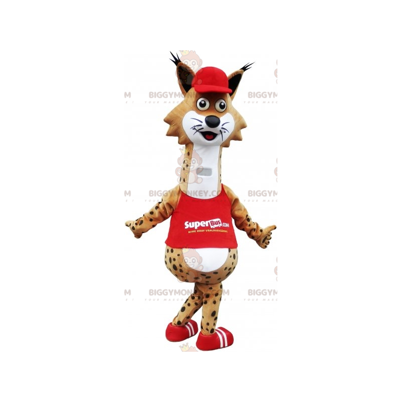 BIGGYMONKEY™ Mascot Costume Brown and White Spotted Bobcat