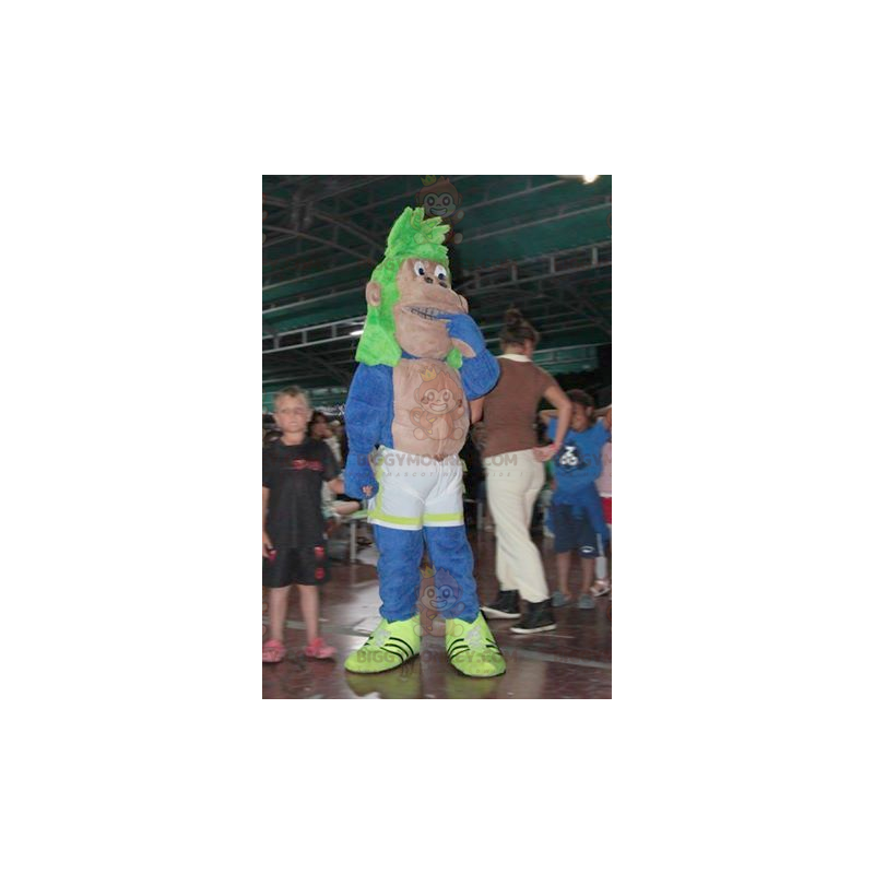 BIGGYMONKEY™ Brown Blue and Green Gorilla Monkey Mascot Costume