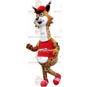 BIGGYMONKEY™ Mascot Costume Brown and White Spotted Bobcat