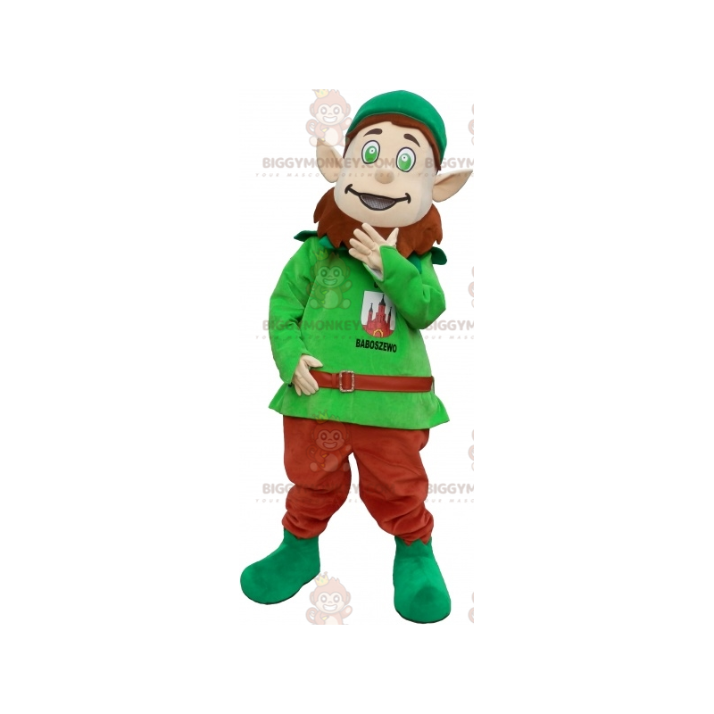 Grøn Leprechaun BIGGYMONKEY™ maskotkostume med skæg og hat -