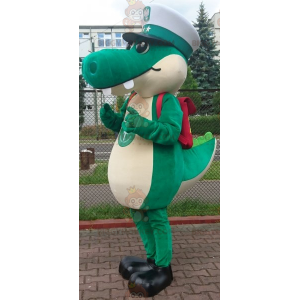 Green Crocodile BIGGYMONKEY™ Mascot Costume with Captain Cap -