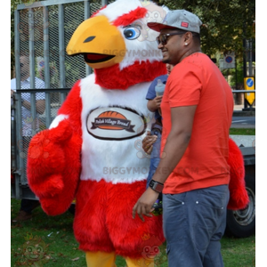 Giant Hairy Red and White Vulture BIGGYMONKEY™ Mascot Costume -